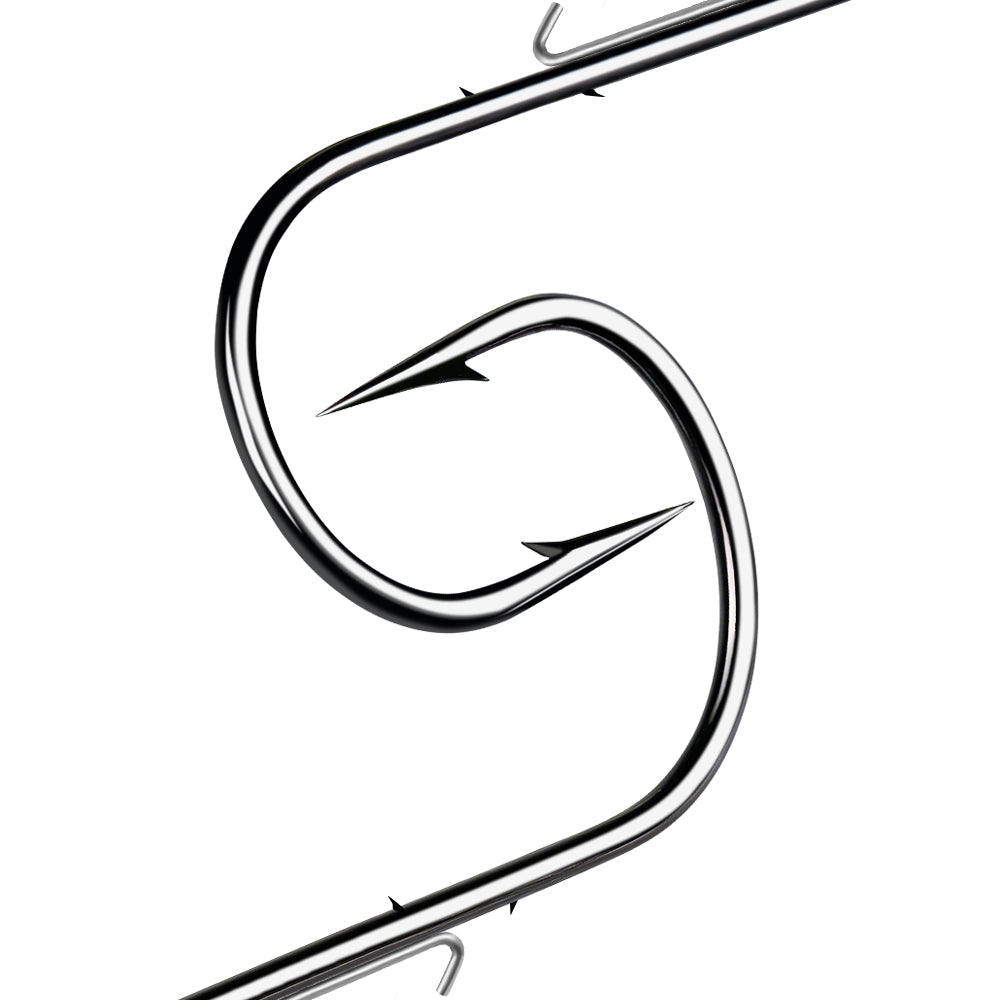Close-up of PROBEROS JIG054 sharp high carbon steel barbed hook tip