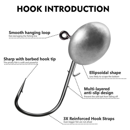 Close-up of PROBEROS JIG054 sharp high carbon steel barbed hook tip