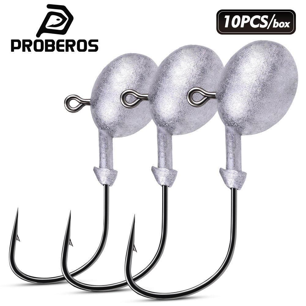 Proberos JIG055 oval ball lead jig head hooks set for freshwater fishing