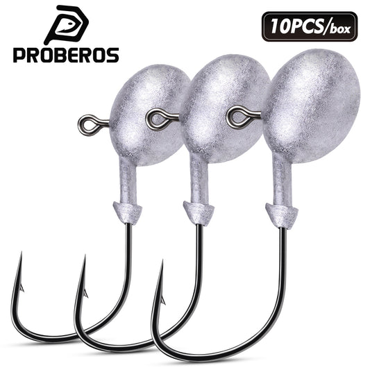 Proberos JIG055 oval ball lead jig head hooks set for freshwater fishing