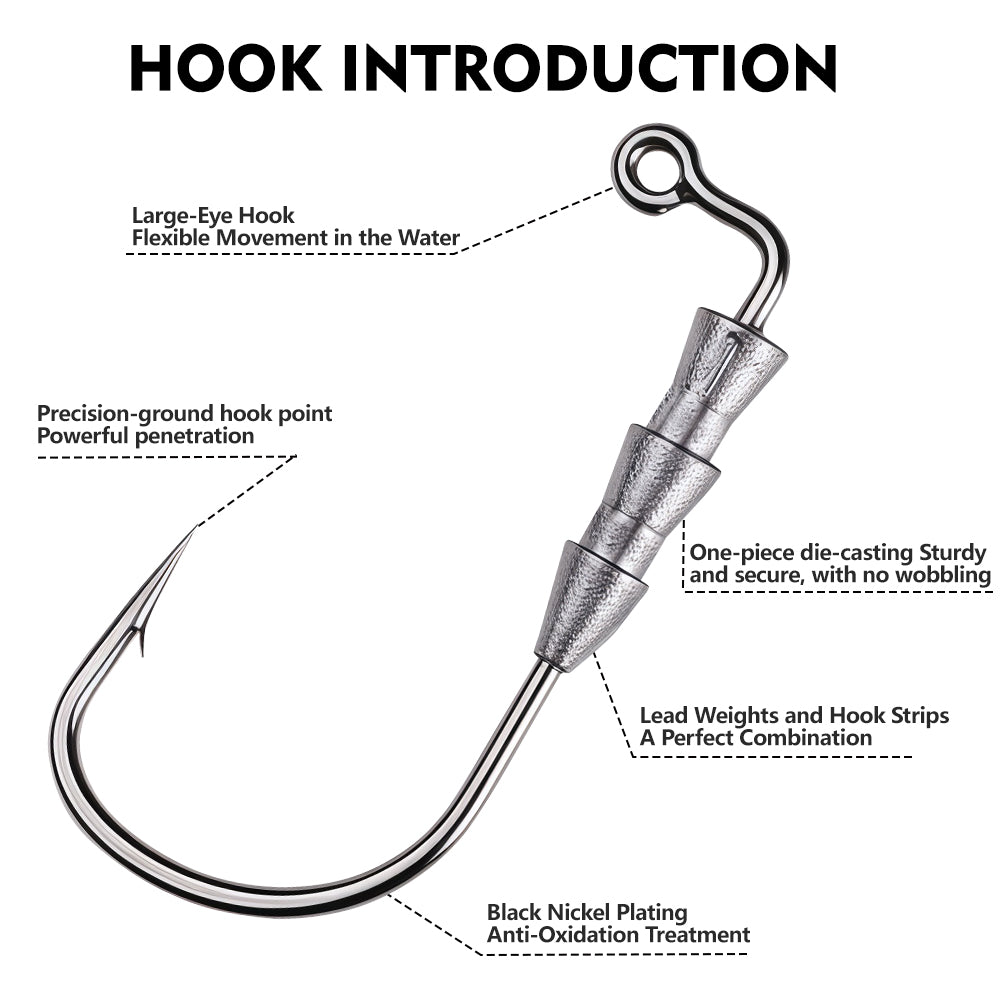 Multi-spike lead collar on PROBEROS JIG056 securing mini soft worm lure