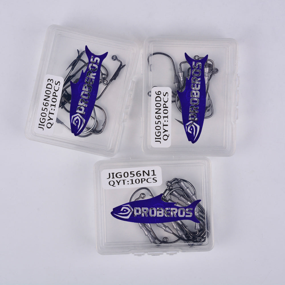 PROBEROS JIG056 micro lead jig head hooks in clear PP plastic storage box