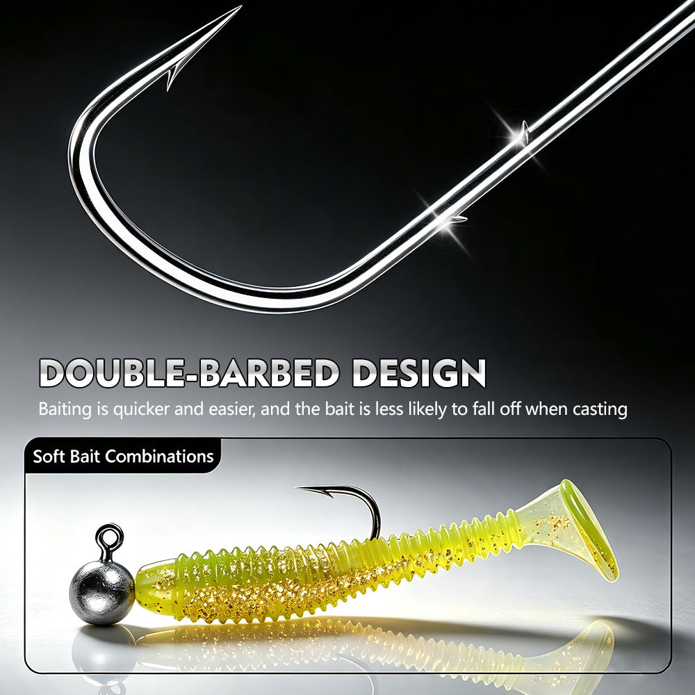Proberos JIG060 round jig head rigged with soft worm bait lure