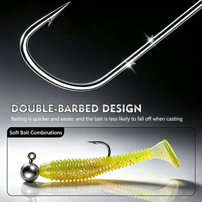 Proberos JIG060 round jig head rigged with soft worm bait lure