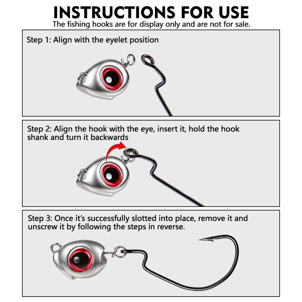 Demonstration of PROBEROS JIG061 quick release jig head weight rigged with hook and soft lure