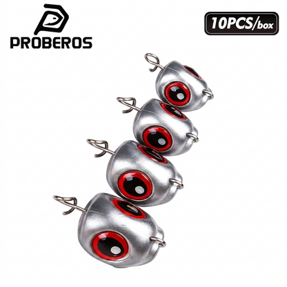 PROBEROS JIG061 3D fish eye lead jig head weights 10pcs PP box set