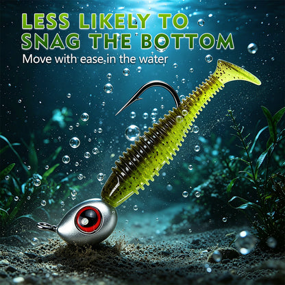 PROBEROS JIG062 3D Eye Jig Head Mounted on Soft Plastic Worm Swimbait