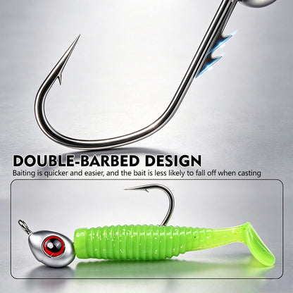 PROBEROS JIG062 3D Eye Jig Head Mounted on Soft Plastic Worm Swimbait