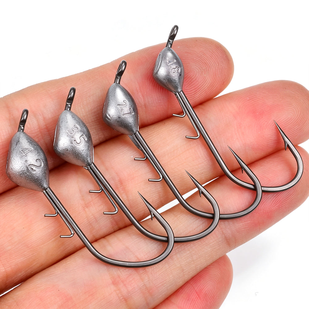 PROBEROS JIG063 Unpainted Lead Jig Head Hooks In Hand Size View