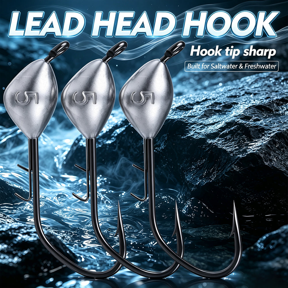 PROBEROS JIG063 Unpainted Raw Lead Jig Head Hooks 10Pcs Box Packaging