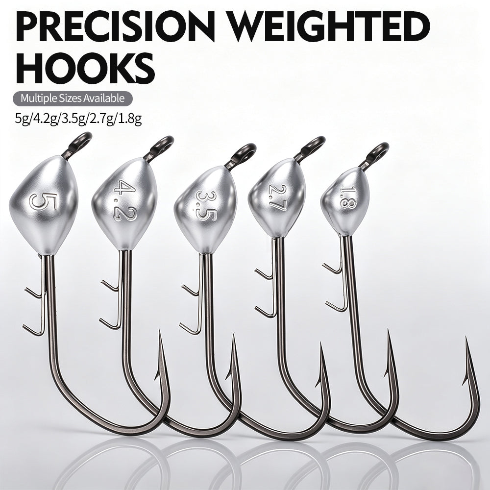 PROBEROS JIG063 Unpainted Raw Lead Jig Head Hooks 10Pcs Box Packaging