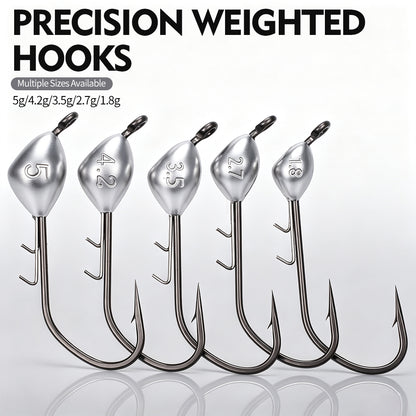 PROBEROS JIG063 Unpainted Raw Lead Jig Head Hooks 10Pcs Box Packaging