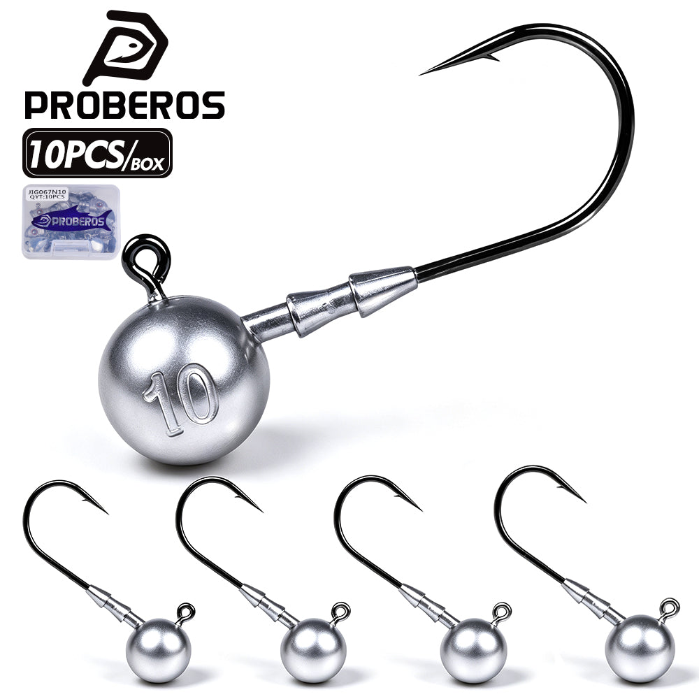 Proberos JIG066 ball lead head jig hooks high carbon steel 10pcs PP box set
