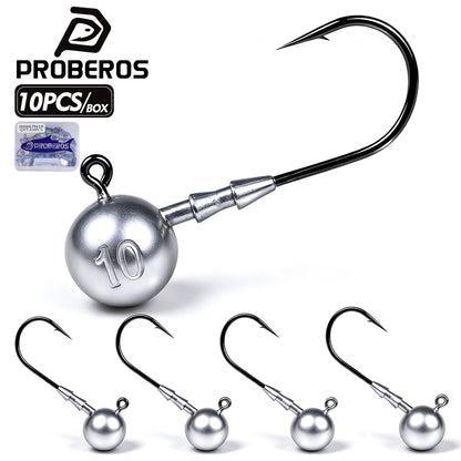 Proberos JIG066 ball lead head jig hooks high carbon steel 10pcs PP box set