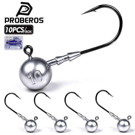 Proberos JIG066 ball lead head jig hooks high carbon steel 10pcs PP box set