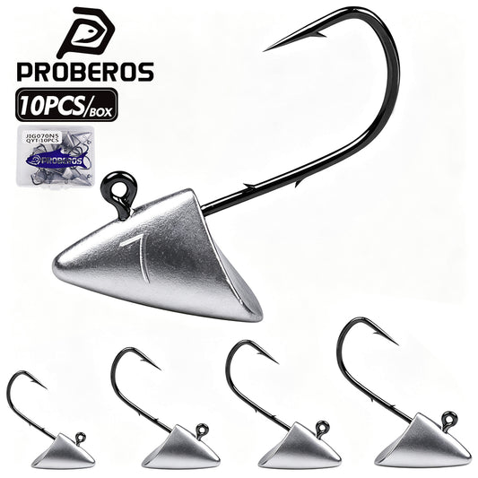 PROBEROS JIG070 bullet lead jig head hooks with double barbed wide gap hook