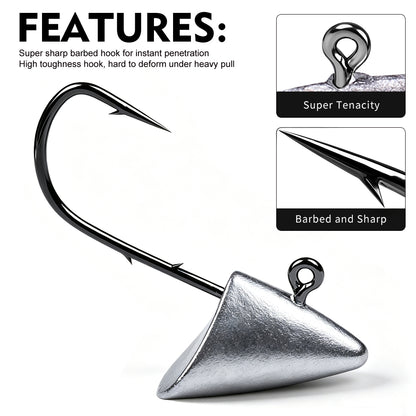 Uncoated raw lead bullet jig heads supporting DIY custom color painting