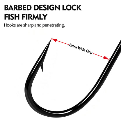 Close up of sharp high carbon steel barbed hook point on Proberos JIG071