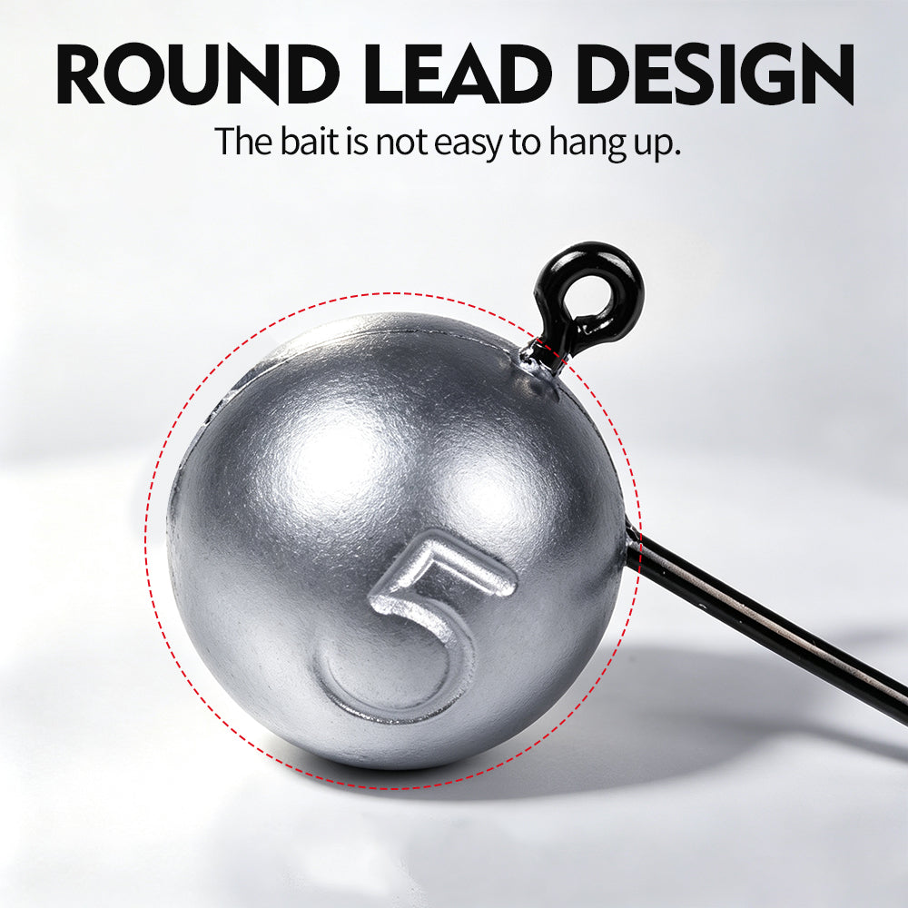 Proberos JIG071 round ball lead jig head hooks set for freshwater bass fishing
