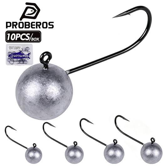 Proberos JIG071 round ball lead jig head hooks set for freshwater bass fishing