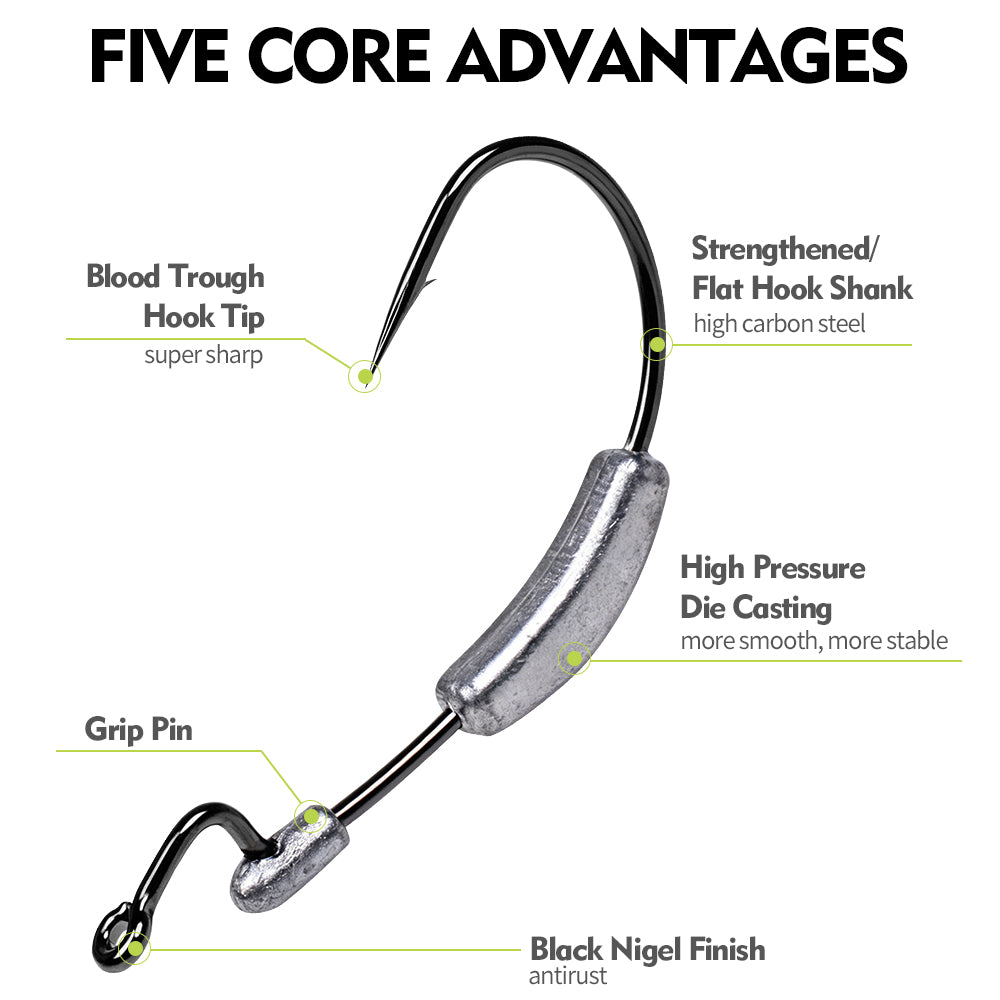 PROBEROS JIG077 offset worm hook with bait stop barb and high carbon steel wire