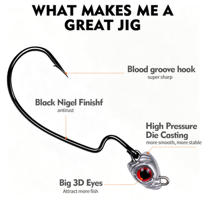 PROBEROS JIG080 offset wide gap hook with anti-slip barb