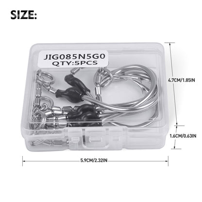 PROBEROS JIG085 5Pcs Per Plastic Box Packaging Saltwater Single Swivel Hooks