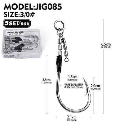 PROBEROS JIG085 Swivel Single Hook Dimensions 3/0# 4/0# 5/0# Size Chart