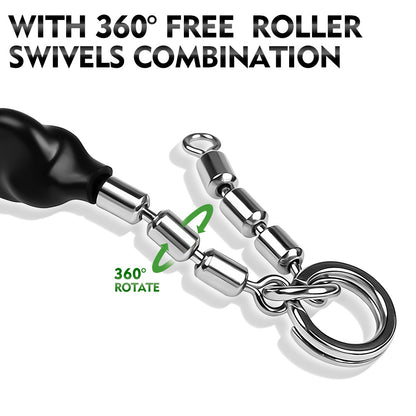 Close-up of Stainless Steel Multi-Bead Swivel and Sharp Barbed Hook Tip JIG085