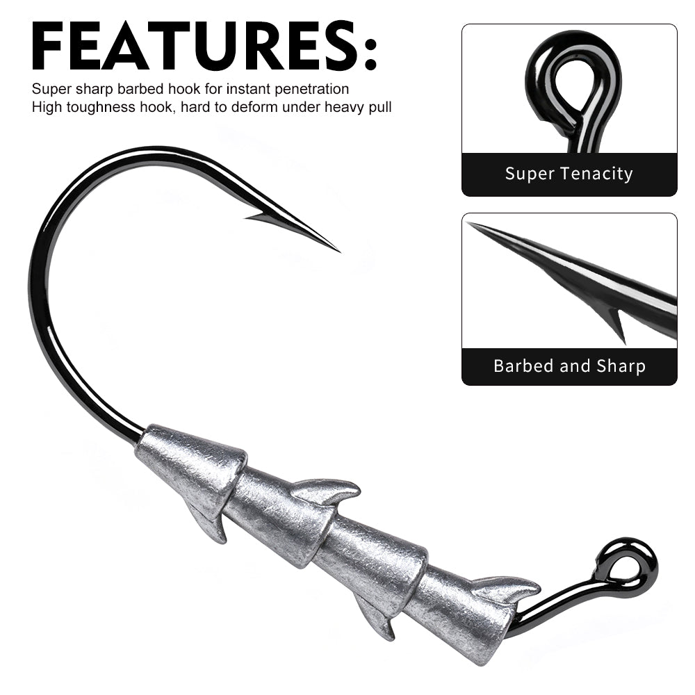 Multi-layer spike anti-slip lead body and sharp barbed hook design of PROBEROS JIG089
