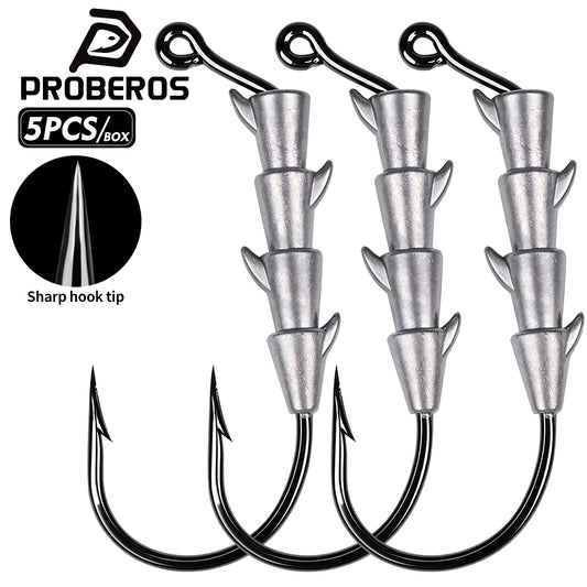 PROBEROS JIG089 multi-spike lead jig head hooks for soft plastic lures
