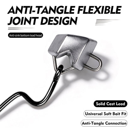 Anti-tangle flexible joint lead weight design on PROBEROS JIG090 offset hook