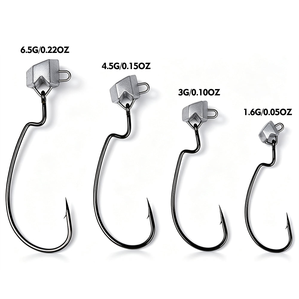 Black high carbon steel wide gap offset jig head hooks set