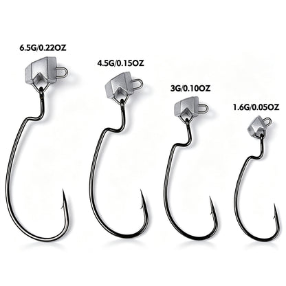 Black high carbon steel wide gap offset jig head hooks set