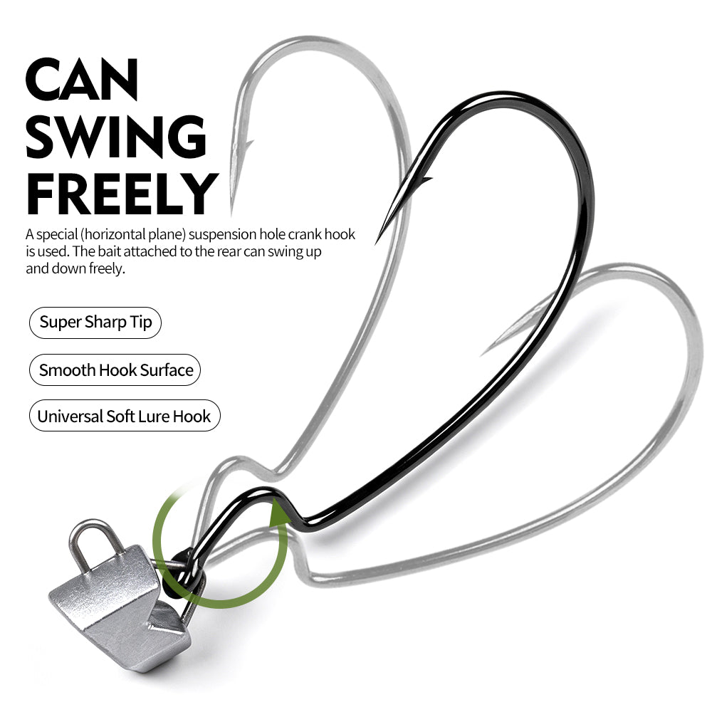 Free swinging lure action setup for PROBEROS JIG090 triangle jig head hook