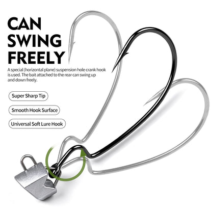 Free swinging lure action setup for PROBEROS JIG090 triangle jig head hook