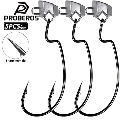 PROBEROS JIG090 triangle lead offset jig head hooks 5pcs pack for freshwater fishing