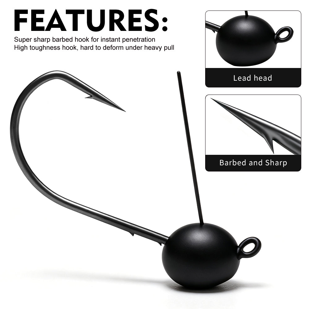 PROBEROS JIG091 Offset Barb Hook Locking Soft Plastic Worm Bait Securely