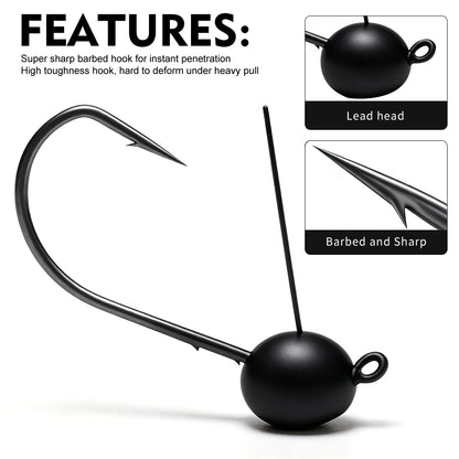 PROBEROS JIG091 Offset Barb Hook Locking Soft Plastic Worm Bait Securely
