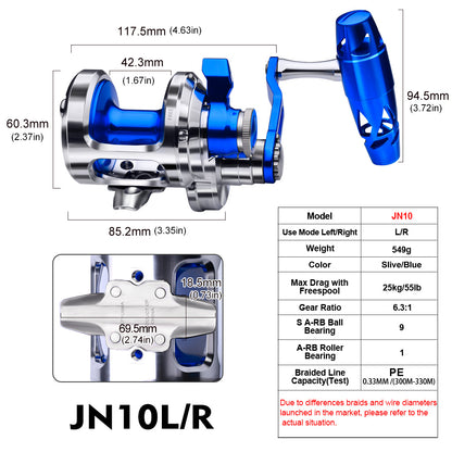 PROBEROS JN10 Left and Right Handed Offshore Jigging Reel