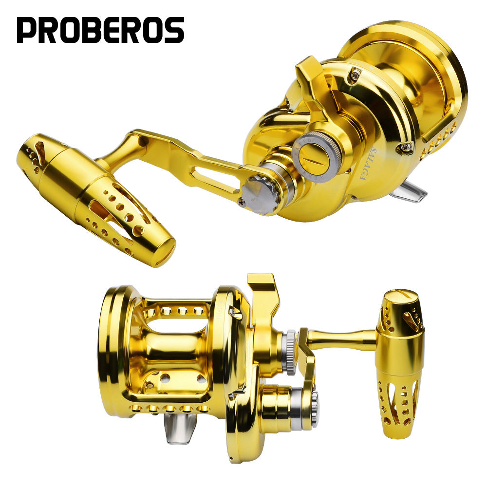 PROBEROS JN12 CNC Aluminum Slow Pitch Jigging Reel 40kg Drag Gold