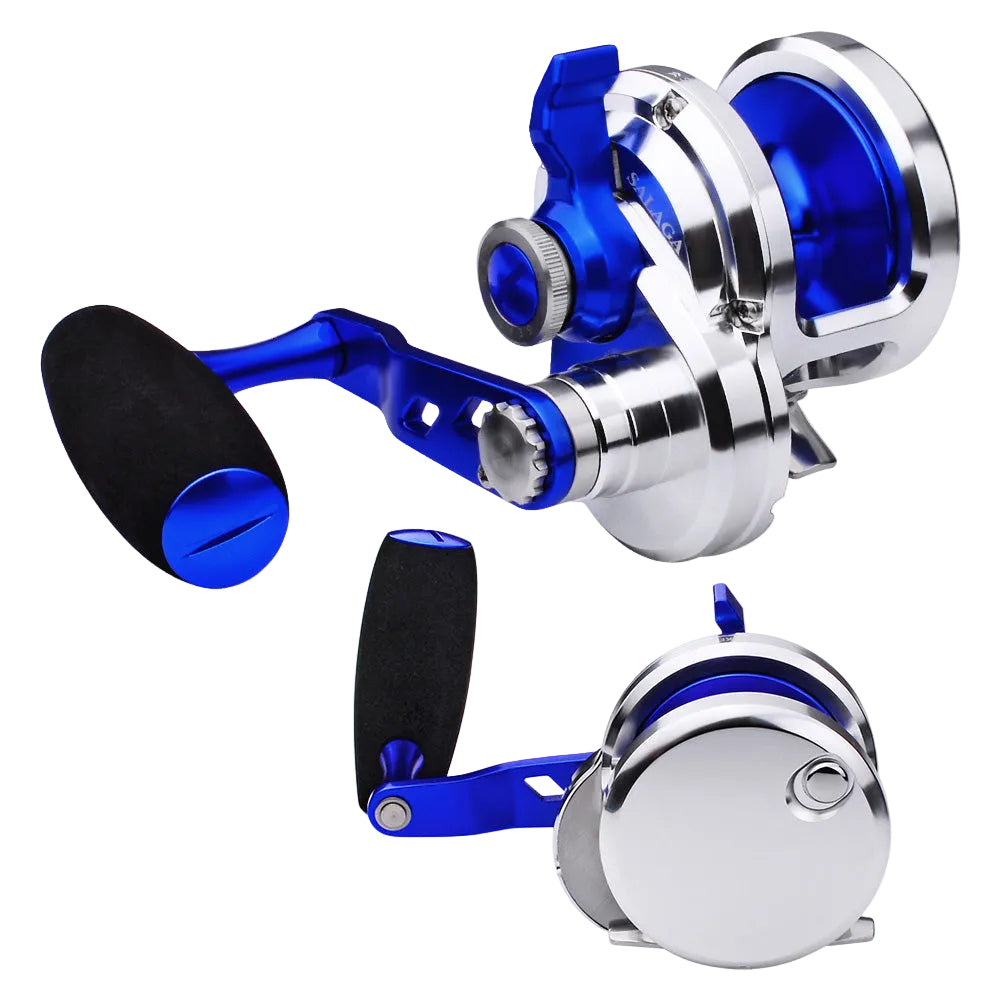 PROBEROS JN500 Slow Pitch Jigging Reel 40kg Max Drag Silver Blue