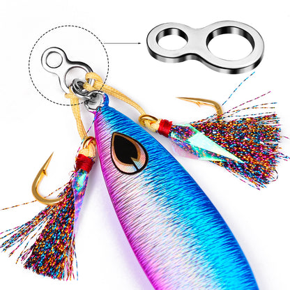 PROBEROS KDAC003 eight-shaped connector rigged between fishing line and lure for saltwater & freshwater angling