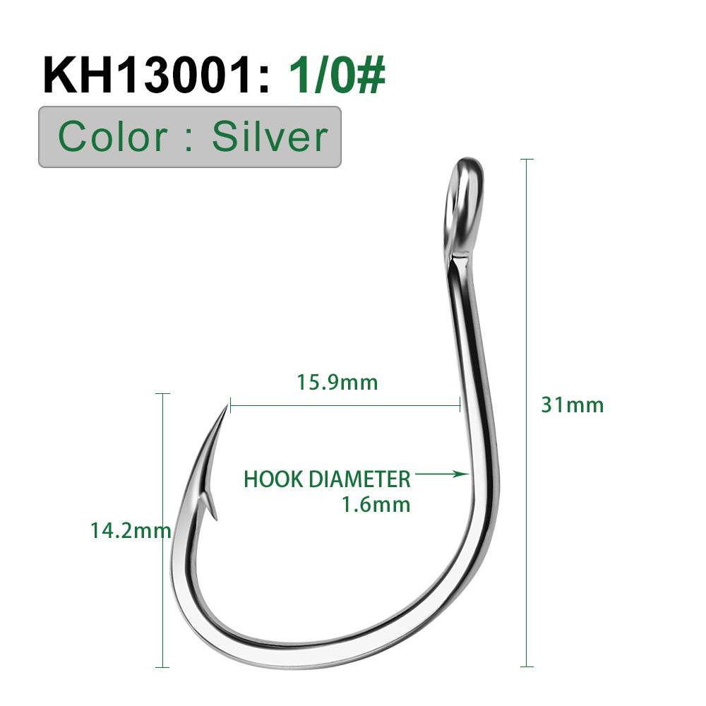 PROBEROS KH13001 Saltwater Single Fishing Hooks 1/0-5/0 20PCS – Proberos