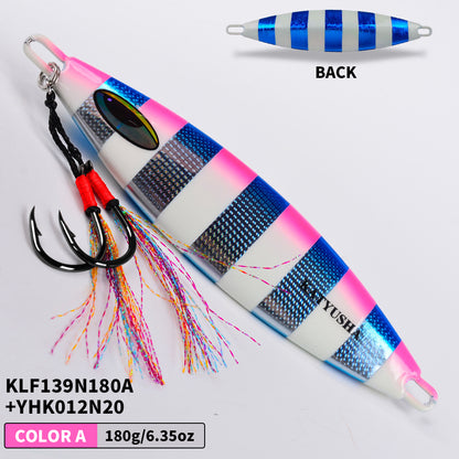 PROBEROS luminous slow jigging lure KLF139 Color A with assist hook and skirt-180g