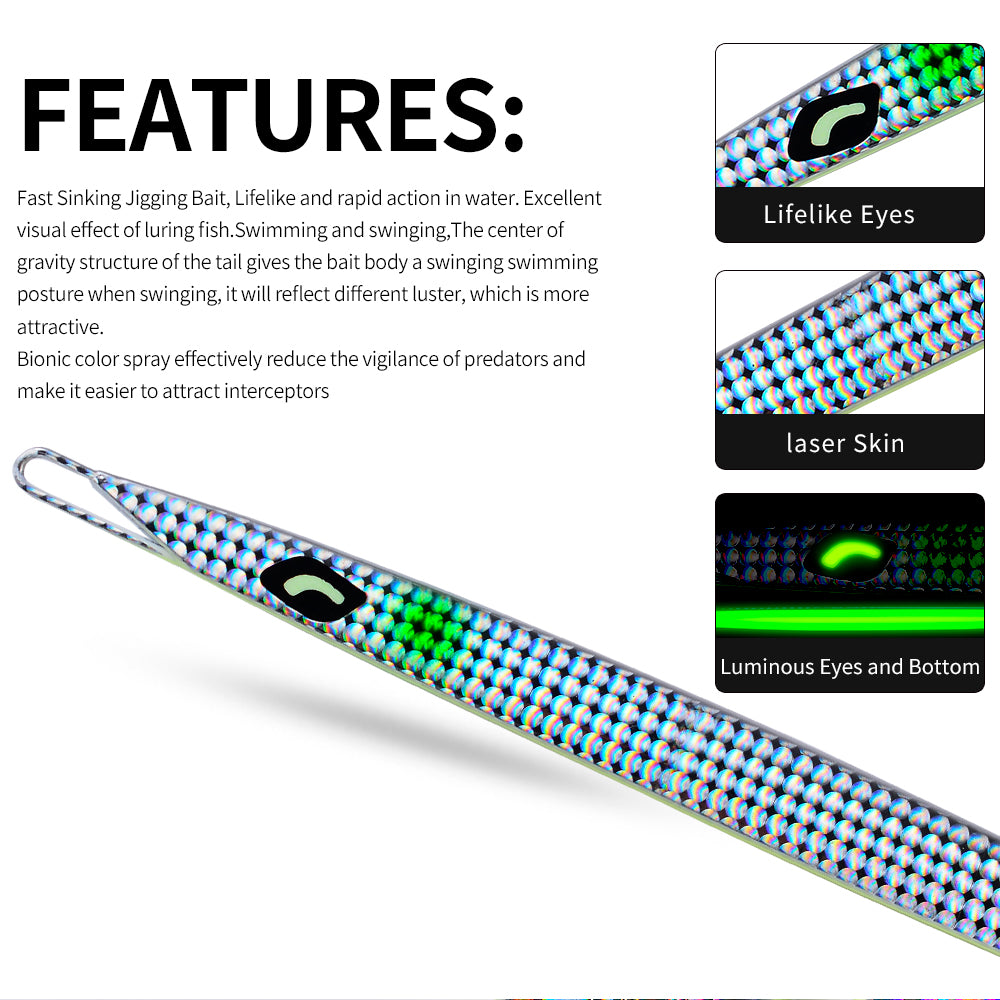 PROBEROS KLF140 Slow Jigging Lure 3D Lifelike Eye and Holographic Coating