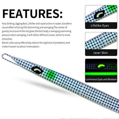 PROBEROS KLF140 Slow Jigging Lure 3D Lifelike Eye and Holographic Coating