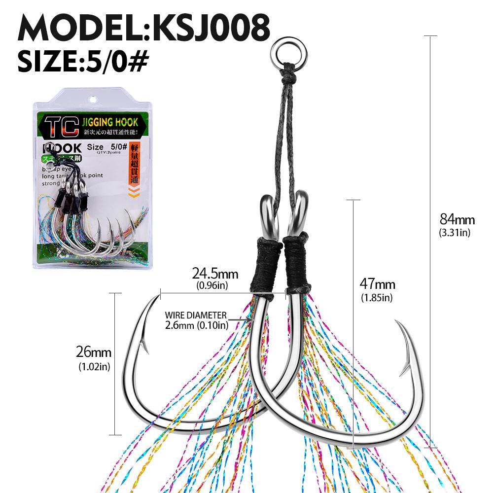 PROBEROS KSJ008 Size 5/0# Heavy Duty Saltwater Assist Hook