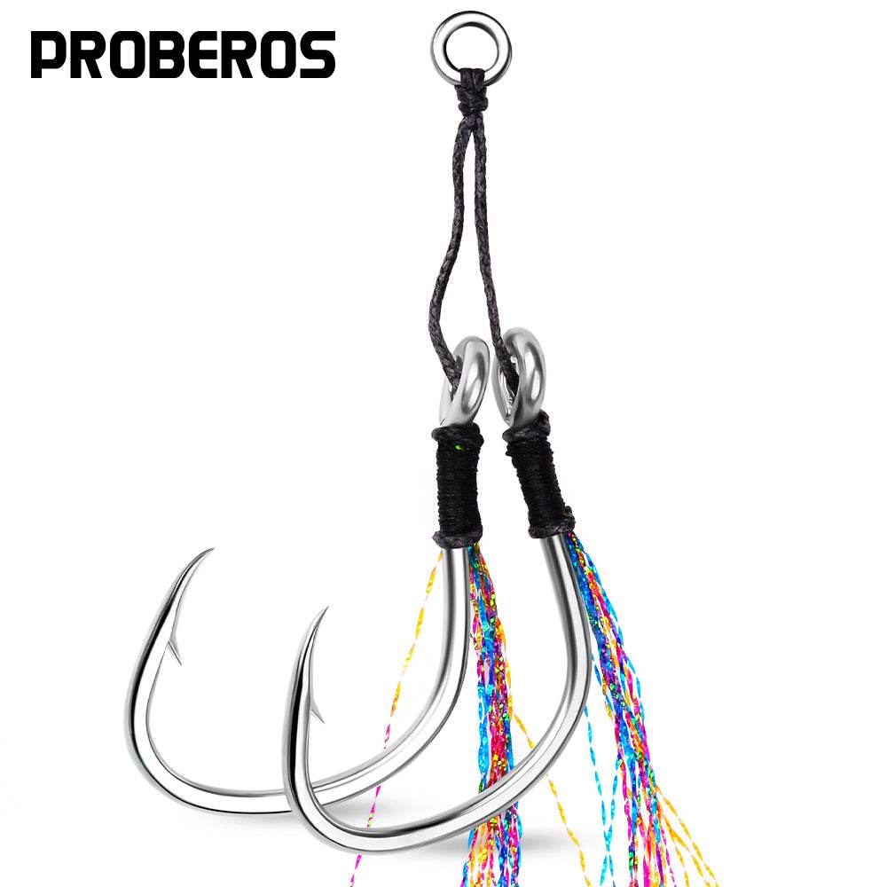 PROBEROS KSJ008 Size 1/0# Double Assist Hook for Light Jigging