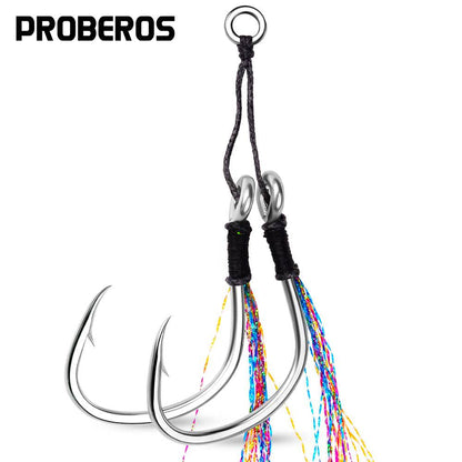 PROBEROS KSJ008 Size 1/0# Double Assist Hook for Light Jigging